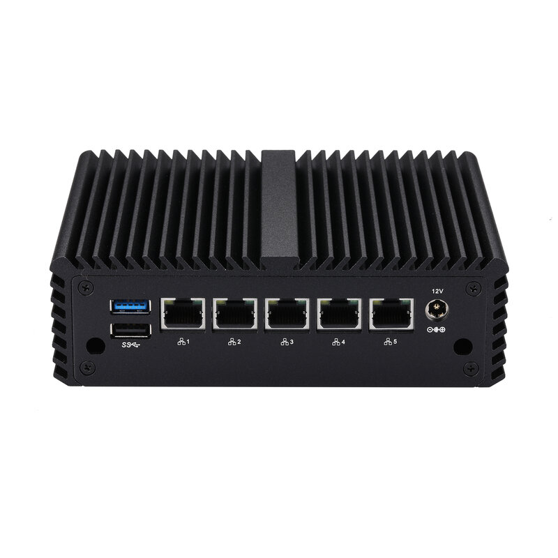 Qotom Q10821G5 J6412 процессор Elkhart Lake, 3 дисплея, видеопорт, 5 I226-V 2,5 гигабитная сеть LAN, брандмауэр, мини-ПК