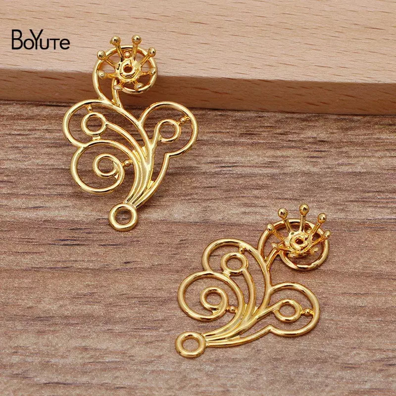 BoYuTe (100 Pieces/Lot) 20*30MM Metal Brass Filigree Flower Accessories Diy Handmade Jewelry Making Materials
