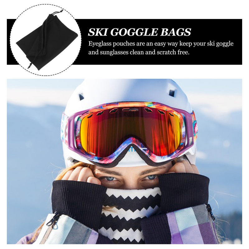 Kantong kacamata Ski tempat penyimpanan kacamata hitam salju serut Microfiber lengan kacamata lembut