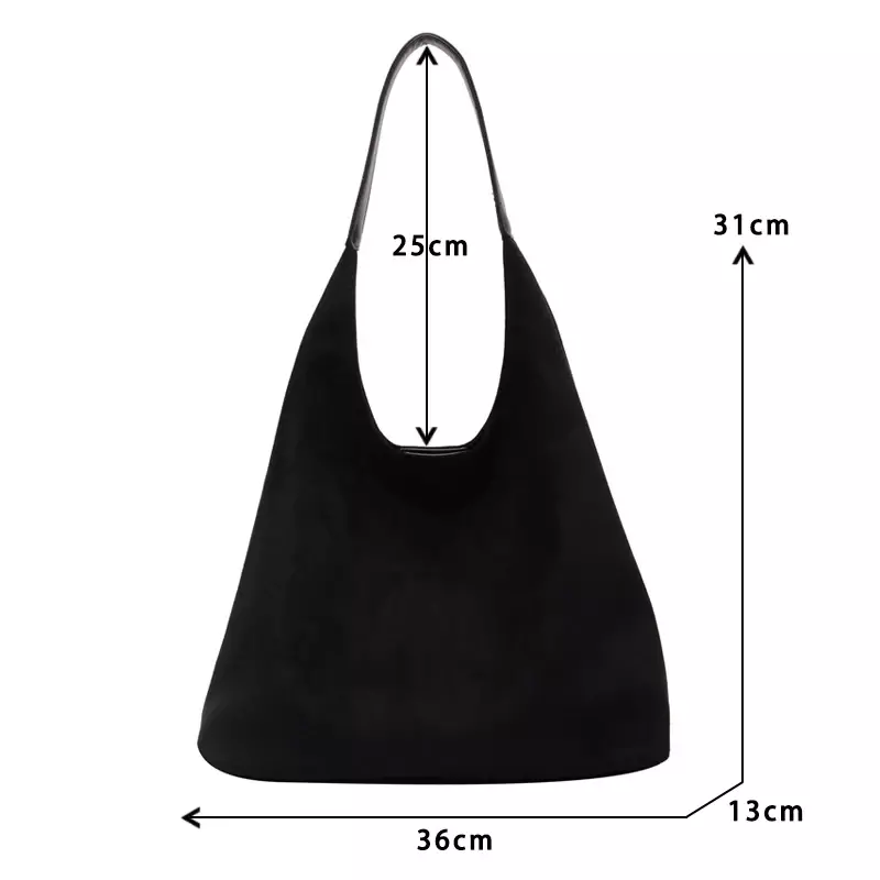 Autumn and Winter Vintage Women's Bag Large Capacity Suede Shoulder Bag Solid Color Simple Casual Commuter Bag Retro Handbags