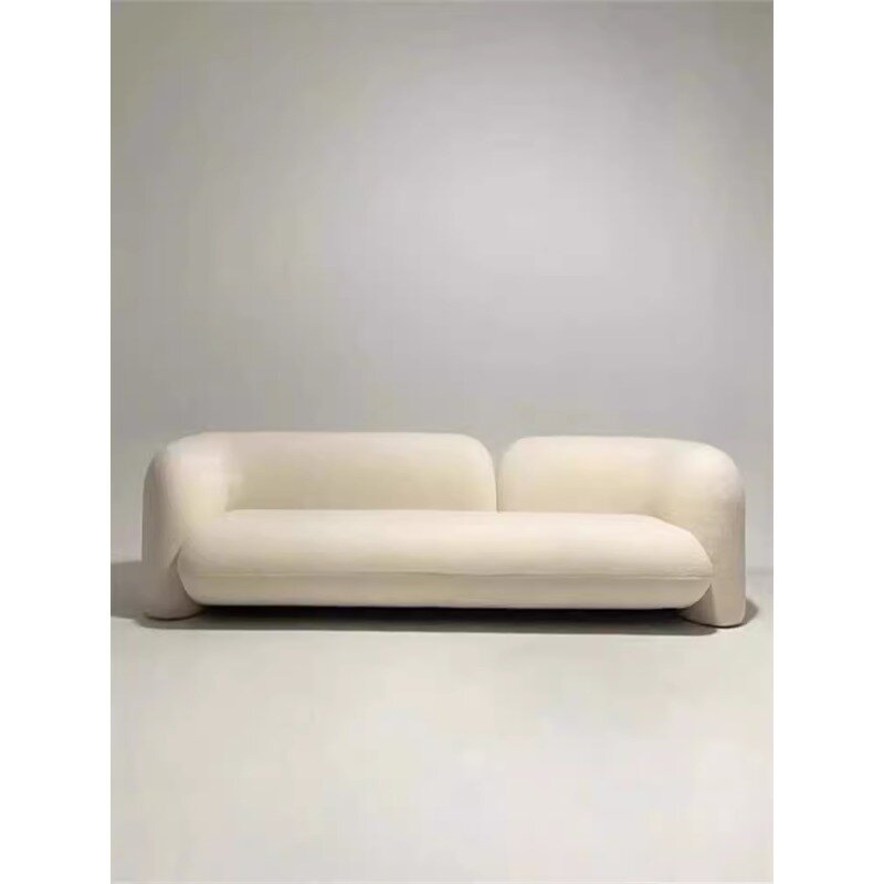 Sofá minimalista italiano para dos personas y tres personas, sofá pequeño para sala de estar, tela de lana de cordero, sofá de ocio creativo de diseñador