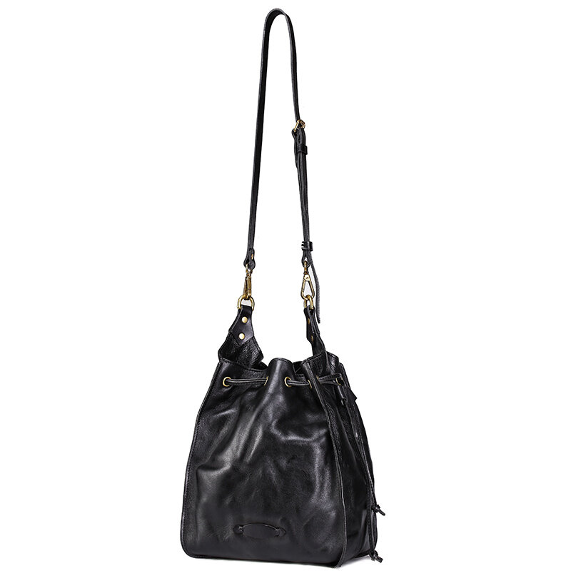 Женская сумка через плечо, винтажная кожаная сумка-мешок через плечо, коричневая сумка через плечо, женская сумка