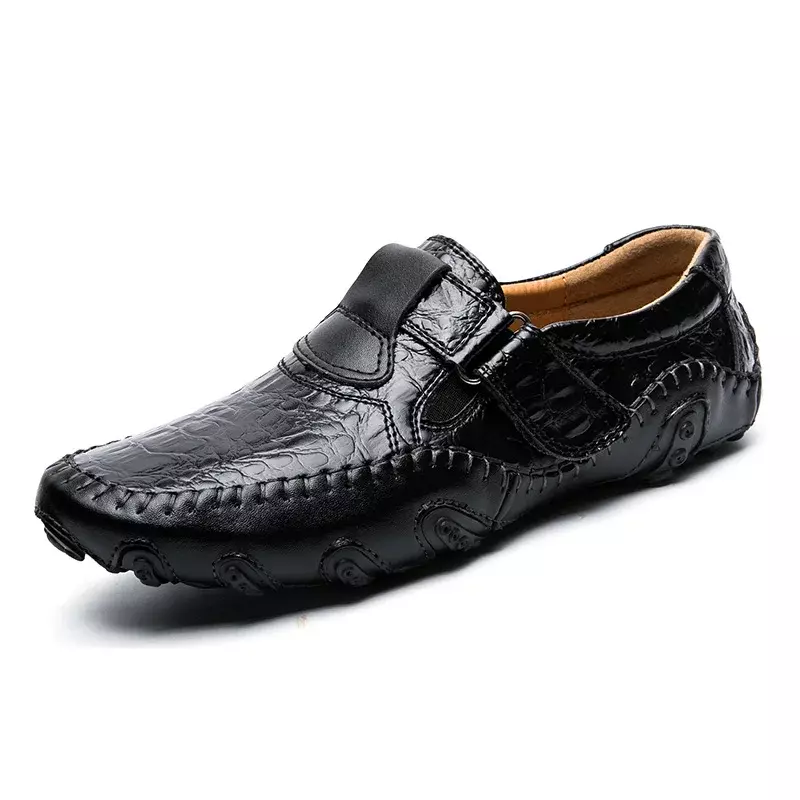 Sapatos de golfe de couro profissional para homens, tênis planos ao ar livre, tênis de caminhada marrom e preto, moda