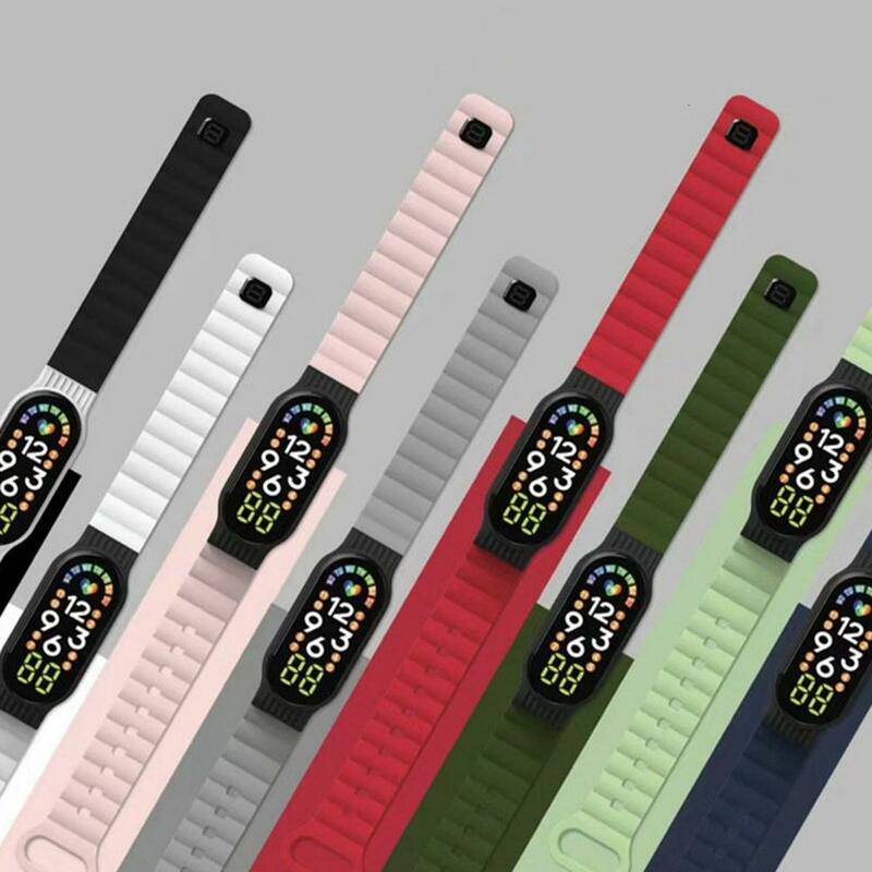 Jam tangan pasangan, jam tangan elektronik tali silikon ultra-tipis tahan air tampilan LED, jam tangan pelajar untuk olahraga bisnis santai