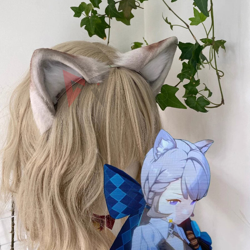 Aksesori kostum Cosplay Genshin Impact Lynette baru aksesori ekor Hairhoop telinga kucing untuk memilih buatan khusus