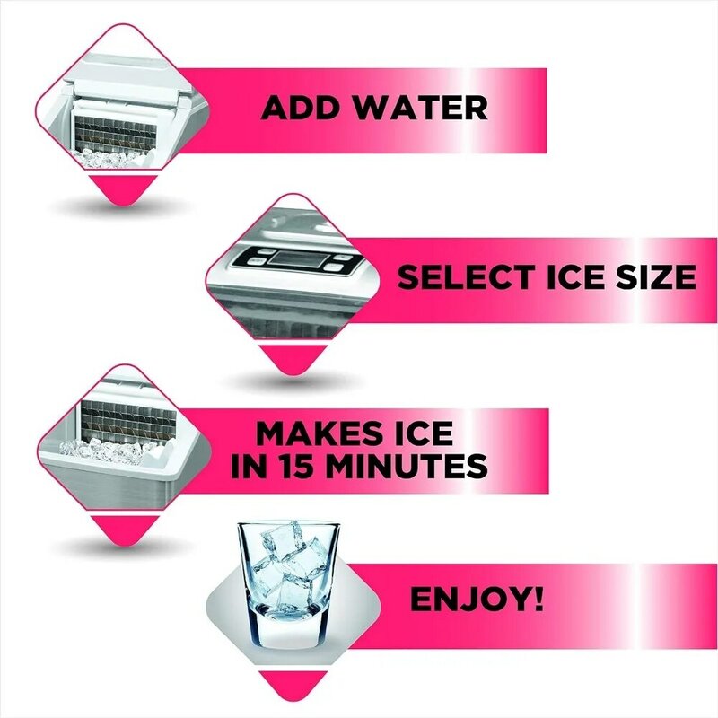 冷蔵庫-特大のクリアメーカー、ステンレス鋼、正方形の氷を作る、EFIC452-SS、40ポンド