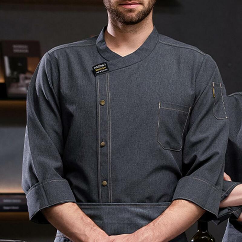 Strój pracownika restauracji koszula szefa kuchni Unisex oddychająca miękka stylowy mundur kucharz dla kelnera piekarni z długim rękawem