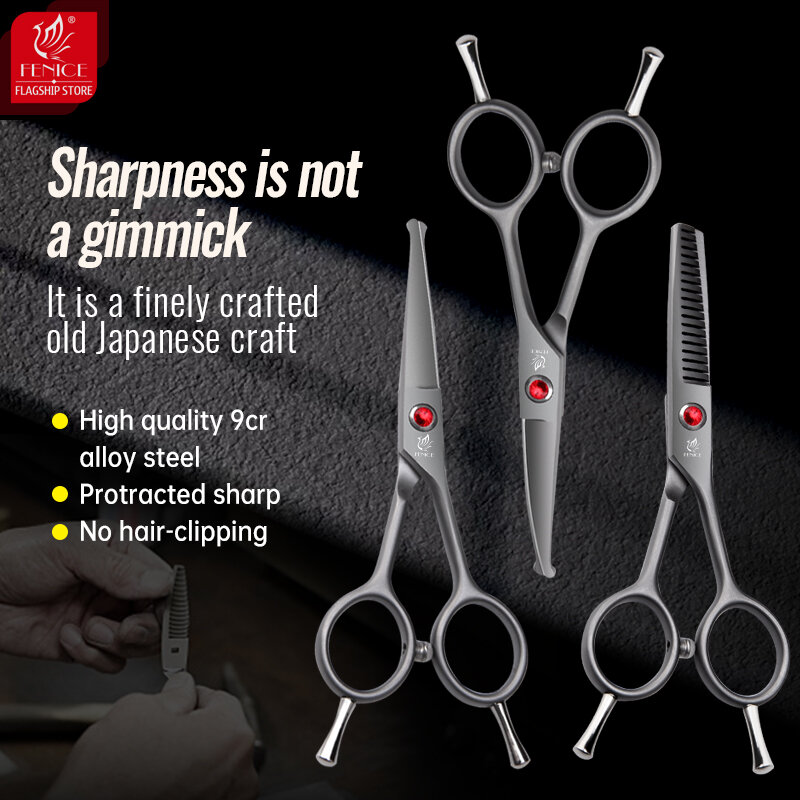Fenice professional 4.5 inch safely round tips top pet dog grooming scissors curved&straigt$thinner scissors for Face, Ear, Nose