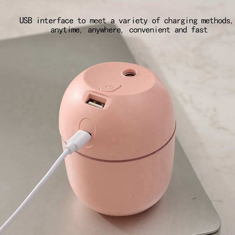 2X Pelembap Udara USB Kecil 220Ml Mini Portabel Penyebar Kabut Dingin untuk Kamar Tidur Kantor Meja Mobil Penyemprot Aroma, Putih
