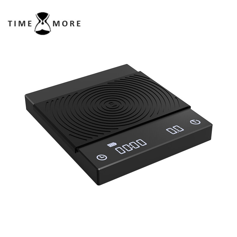 TIMEMORE-مقياس إلكتروني مع مؤقت تلقائي ، مرآة أساسية سوداء ، صب أكثر من القهوة والاسبريسو ، مقياس مطبخ ، 0.1g ، 2 كجم