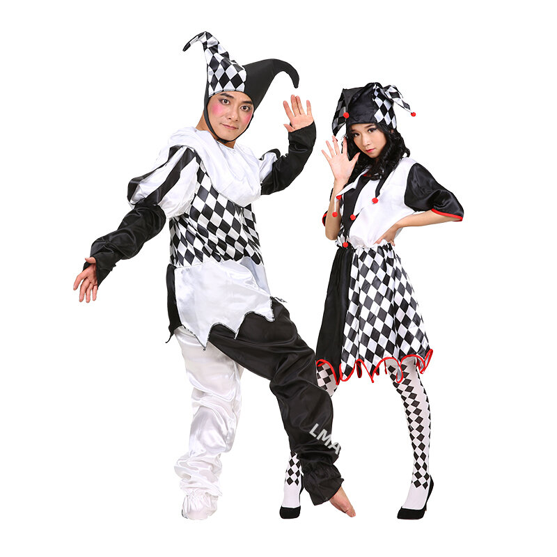 Halloween Paar Liefde Cosplay Kleding Clown Mannen Vrouwen Volwassen Kostuums Circus Podium Droll Cosplay Kleding Voor Mannelijke Vrouw Cos