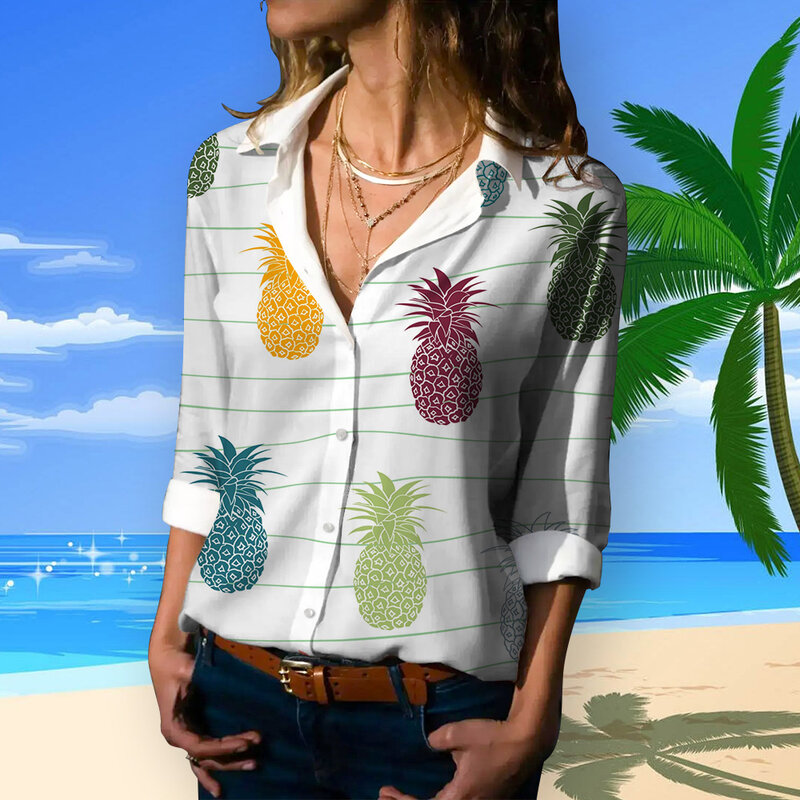 Рубашка женская с длинным рукавом, на пуговицах, с принтом Love, с отложным воротником, Винтажная летняя офисная одежда в стиле Харадзюку