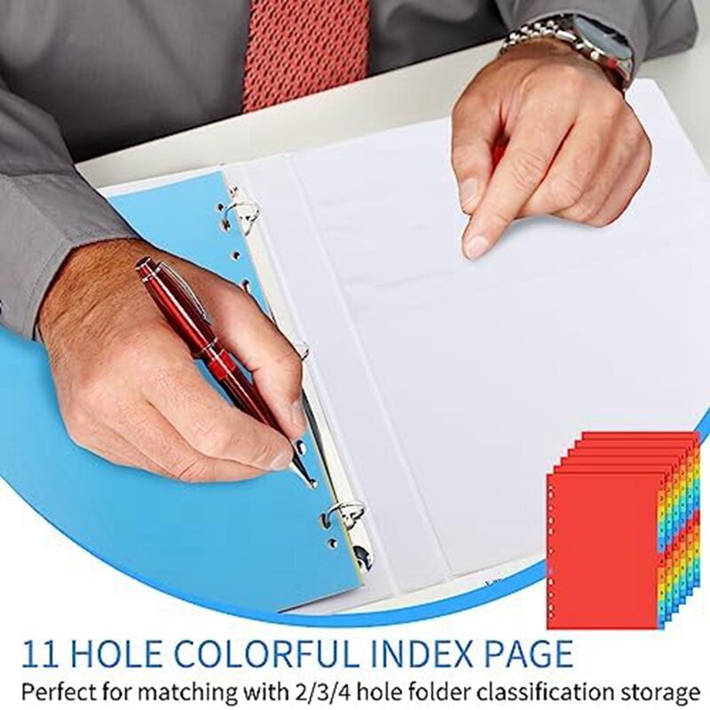 Binder Index Divisores com abas Multicolor para Escritório, Plástico como Mostrado, Cute Binder, 3 Ring, 12 Pcs