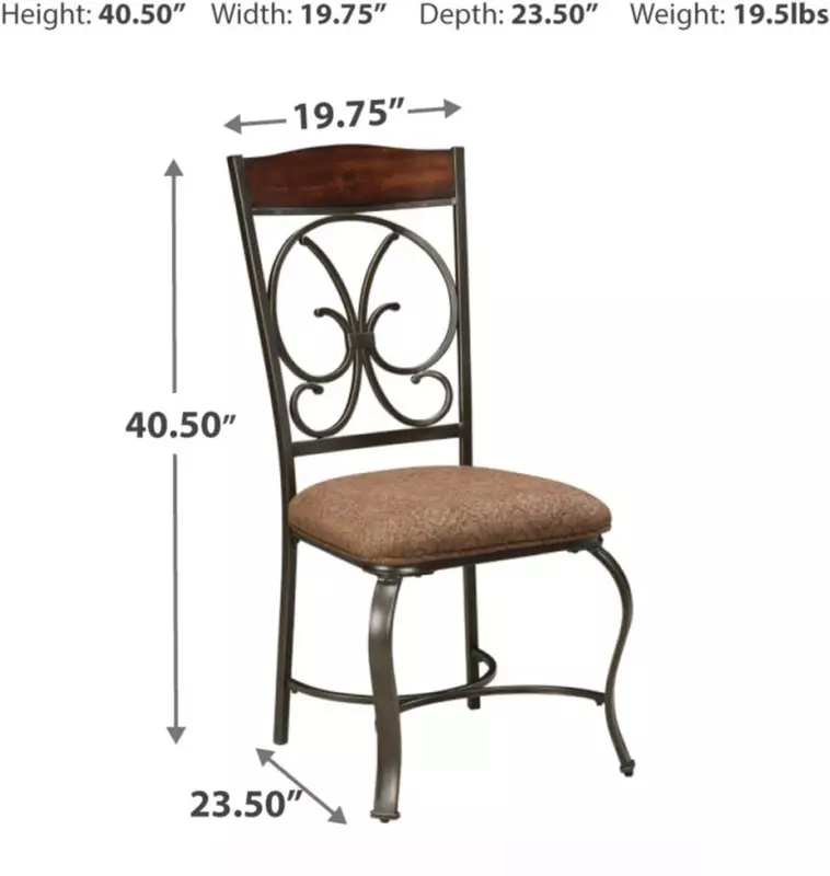 Krzesło do jadalni Old World z poduszką, 4 szt., 23,5" gł. x 19,75" szer. x 40,5" wys., brązowe