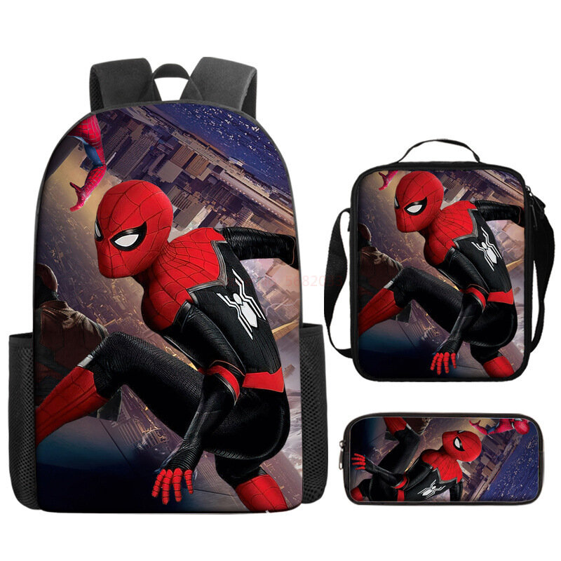 3pcs/set Kids Spiderman School Bags For Boys Girls 16inch Marvel Superhero Backpack Children Primary Book Bag Schoolbag