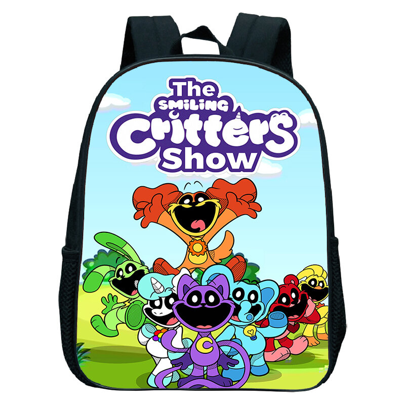 Водонепроницаемый рюкзак для девочек и мальчиков, школьные ранцы с рисунком улыбающегося животного, детский садовый портфель с мультипликационным рисунком для младенцев, 12 дюймов