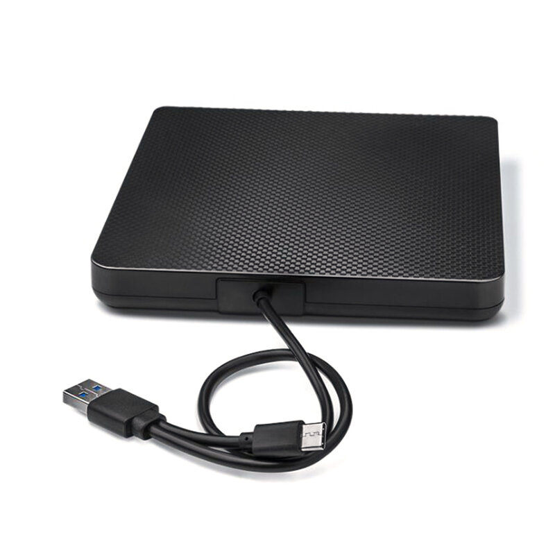 Caja de unidad óptica USB3.0 tipo C, caja de reproductor de CD-ROM de DVD, Plug and Play, grano de cuero, antideslizante para portátil y Notebook