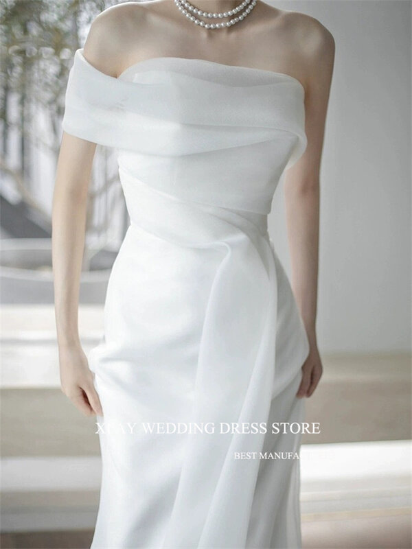 XPAY Elegant One Shoulder Mermaid Wedding Dresses Korea Photoshoot Off Shoulder Bridal Gowns Corset Back Custom Made 2024