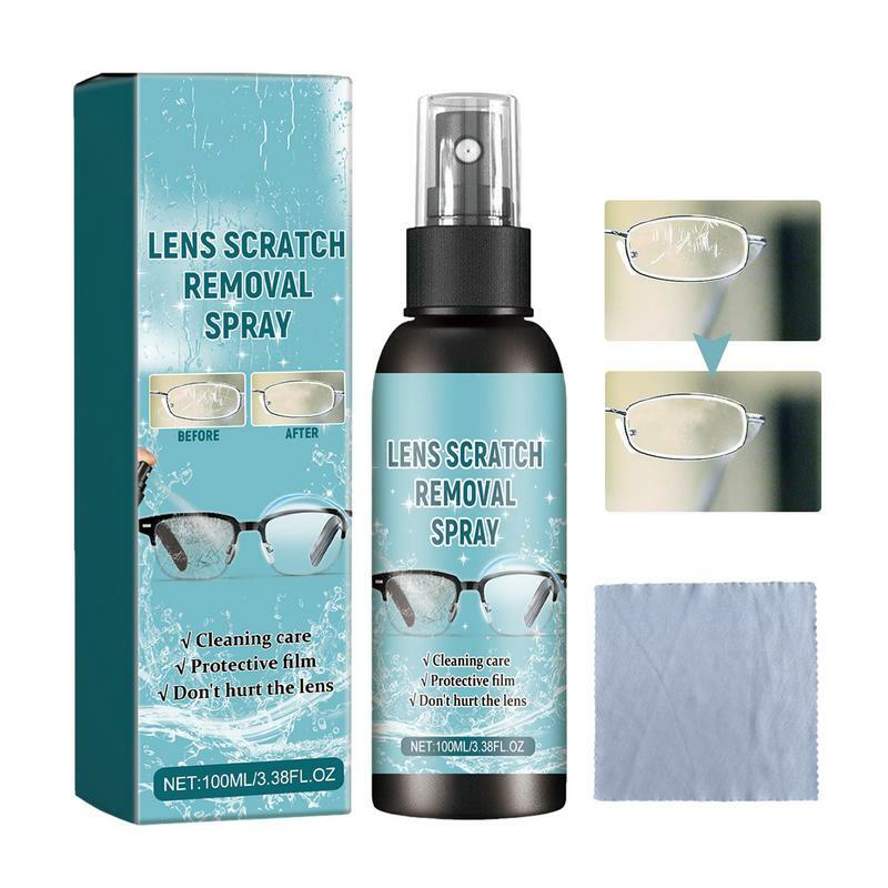 Eyeglass Lens Cleaner Spray Kit para Todas as Lentes, Solução de Limpeza com Pano, 100ml