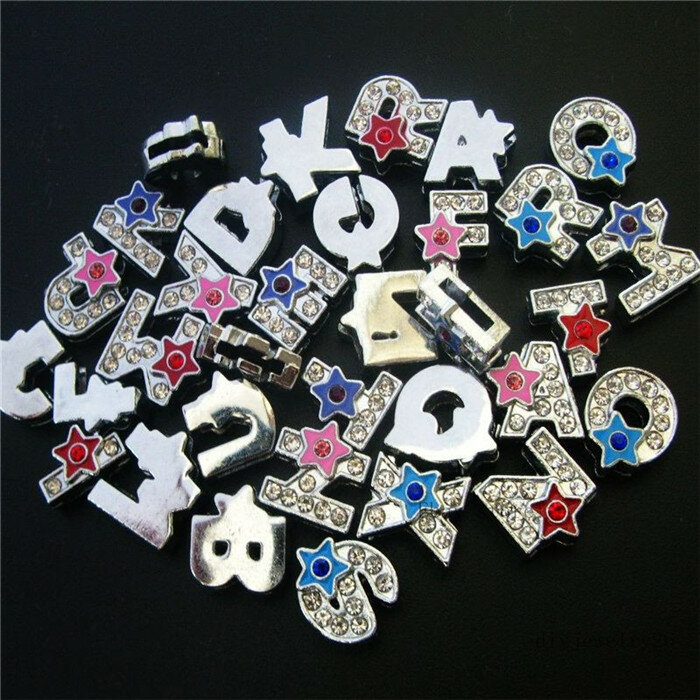 Bracelet à breloques en alliage de biscuits étoile pour femmes et enfants, bracelet, collier, clé, bijoux à bricoler soi-même, cadeau, lettres coulissantes, alphabet, 8mm