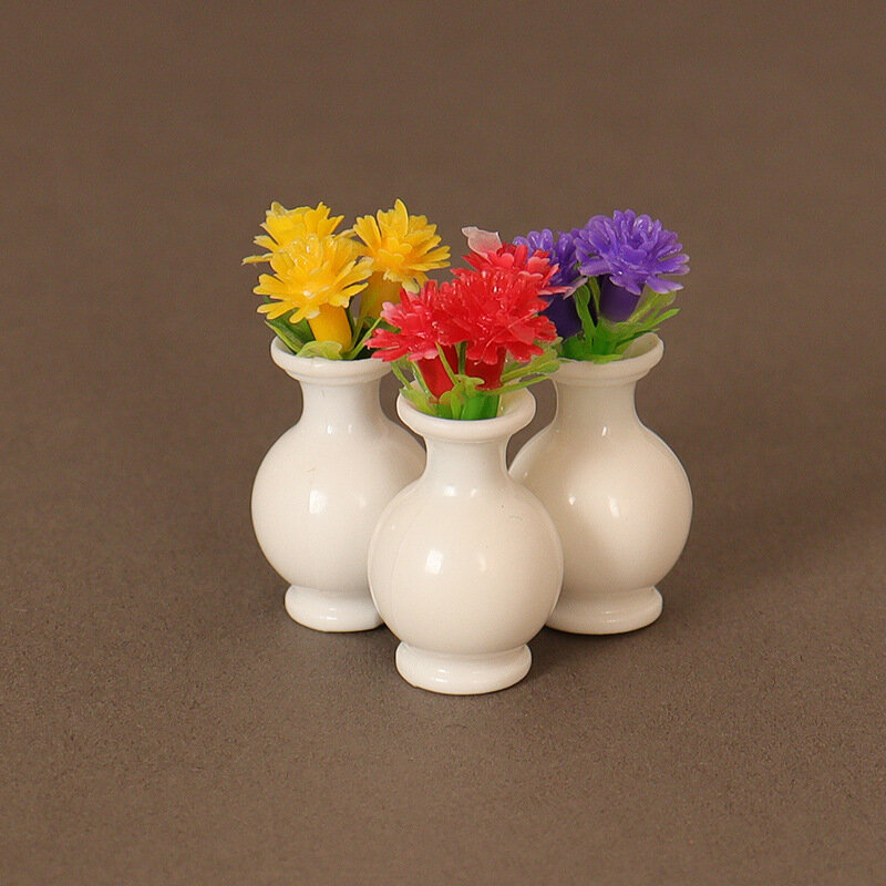 1/12 Dollhouse Miniature Flower Vase Model Dollhouse Simulated Flowers Home Decoration Dolls House Accessories