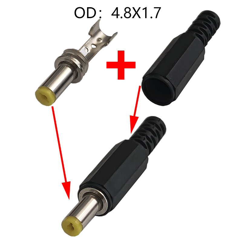 Conector de alimentação DC com fêmea e macho Pin-7X4.8mm Plug, DIP Power Jack, 3Pin, DC-028A, 4817, 10pcs