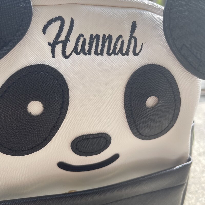 Tas ransel sekolah Panda kustom tas sekolah gambar kartun Panda tas hadiah Fashion PU lucu bordir nama anak-anak