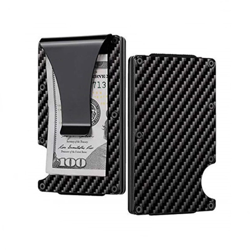 Porte-cartes en Fiber de carbone pour hommes, nouveau porte-cartes de crédit minimaliste, blocage Rfid, Slim Anti-protection, Clip en métal, livraison directe