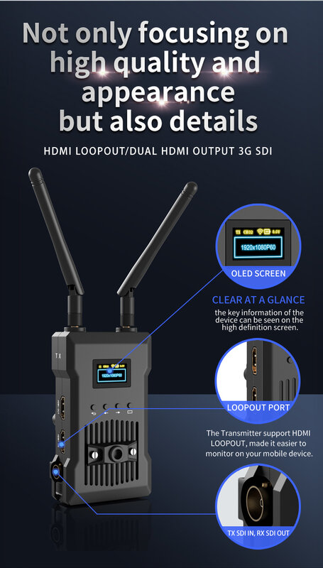 FORRBETDIS Wireless Video Transmission System SDI HDMI-Compatible 4Kp30/1080p60 450ft Range 0.06s Latency for Photography