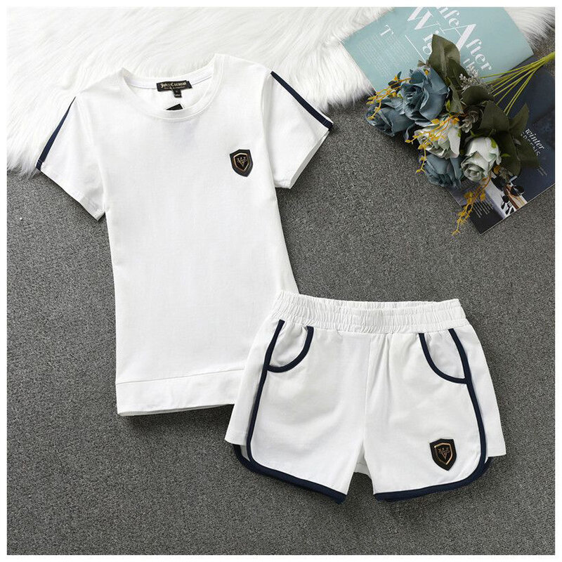2024 Summer New Cotton Juicy Short Sleeve Top and Shorts Set Casual Yoga Two Piece Set for Women