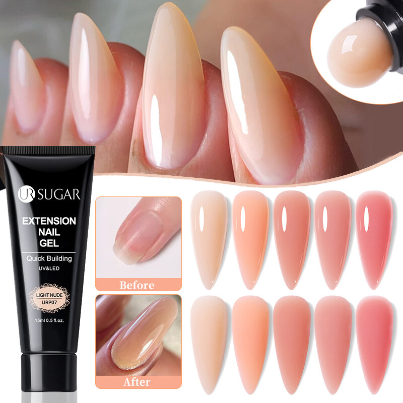 UR SUGAR 15ml Quick Extension Gel Pink White Nude Color Nail Gel Polish Semi Permanent Varnish UV LED Gel Soak Off Manicure