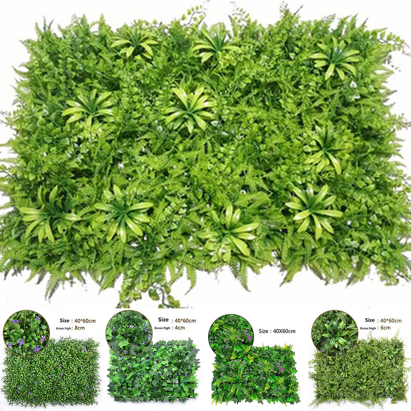 Artificial Green Grass Square Plastic Lawn Panels Plant Home Wall Decor Living Room Background Flower Wedding Supply Backdrop