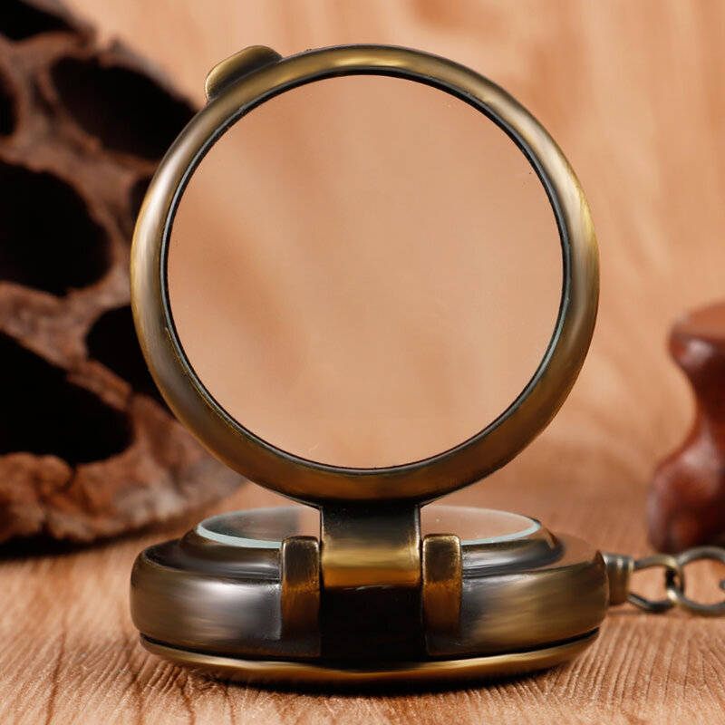 Orologio da tasca da uomo Fob meccanico a mano-vento unico Clamshell orologio speciale in bronzo trasparente regali di natale Relogio De Bolso