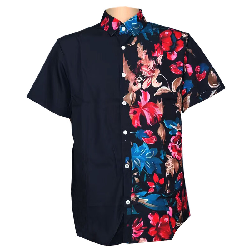 HDDHDHH 브랜드 남성용 3D 프린트 하와이안 비치 셔츠, 반팔 캐주얼 티셔츠, 해변 휴가, 빠른 건조, 느슨한 상의