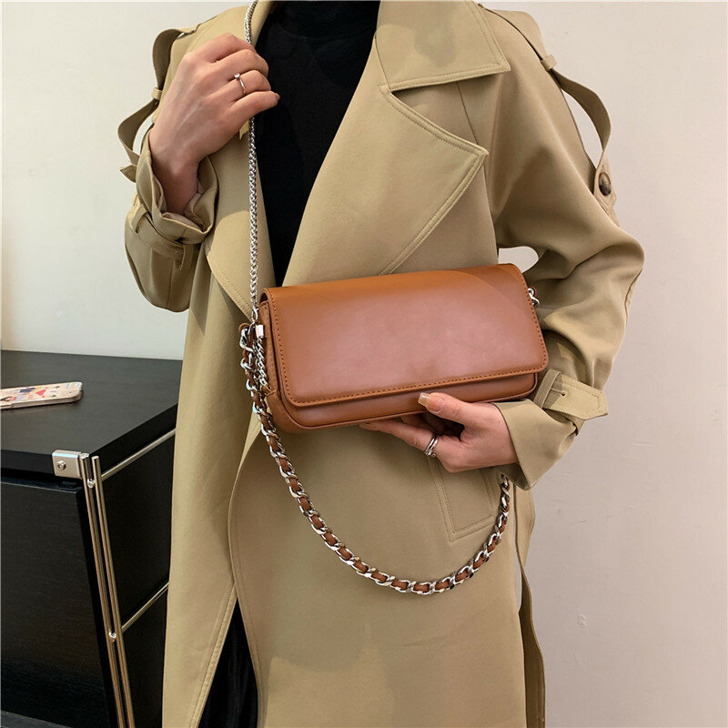 Einfaches Design Ledertasche Umhängetasche für Frauen 2024 neue Shopper Achsel Handtasche Geldbörse weibliche kleine Umhängetasche schwarz
