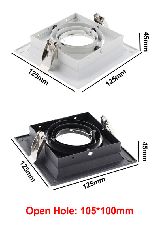 White Black Fixed Downlight Fittings Aluminum Iron Frame GU10 Cut out 105mm LED recessed spotlight Frame
