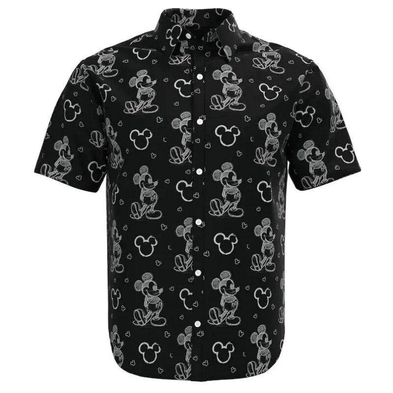 Disney-camisa hawaiana de manga corta con botones, camisa informal con dibujo de Mickey Mouse y garabatos, Disneyland, novedad de 2023