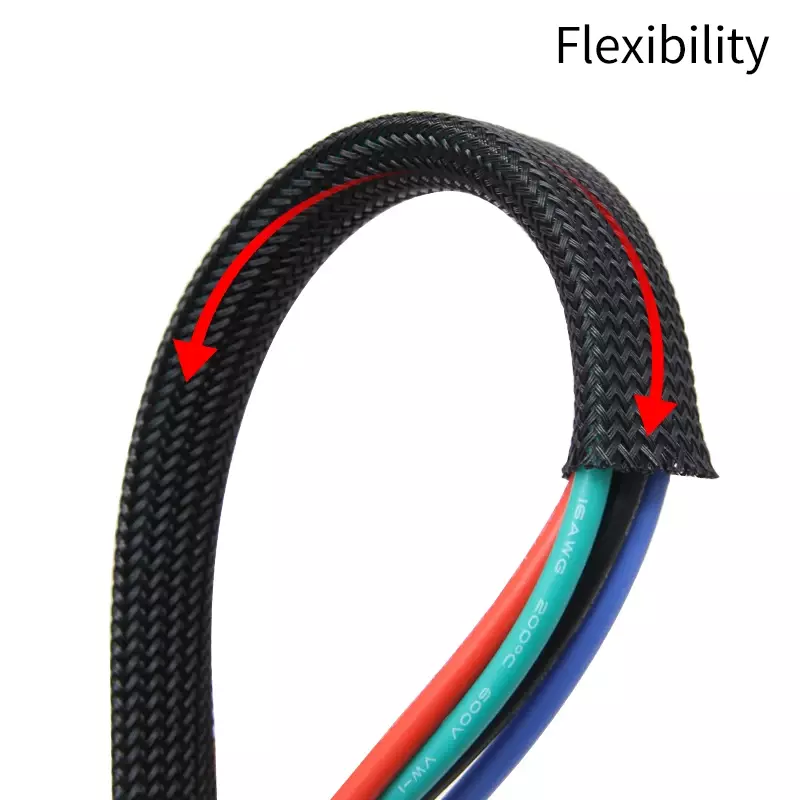 1Meter PET Expandable Cable Sleeve 2mm ~ 40mm Tight Braided High Density Hardness Insulate Line Protect Wire Wrap Gland Sheath