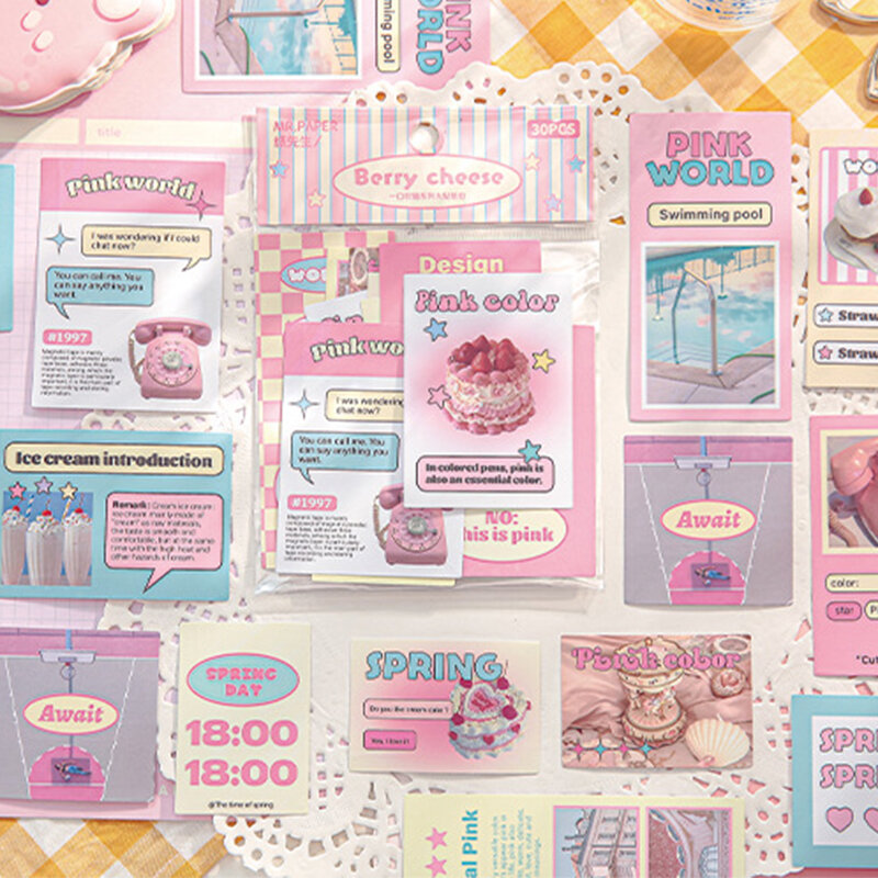 30 Pagina 'S Schattige Amerikaanse Stijl Stickers Voor Kinderen Dessert Cake Stickers Plakboek Diy Decoratief Briefpapier