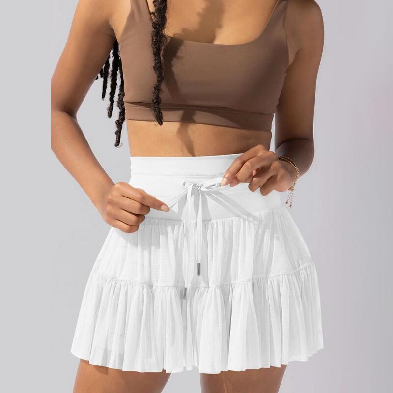 Mini jupe plissée en maille taille haute pour femme, courte, décontractée, couleur unie, mode féminine, été, 2024