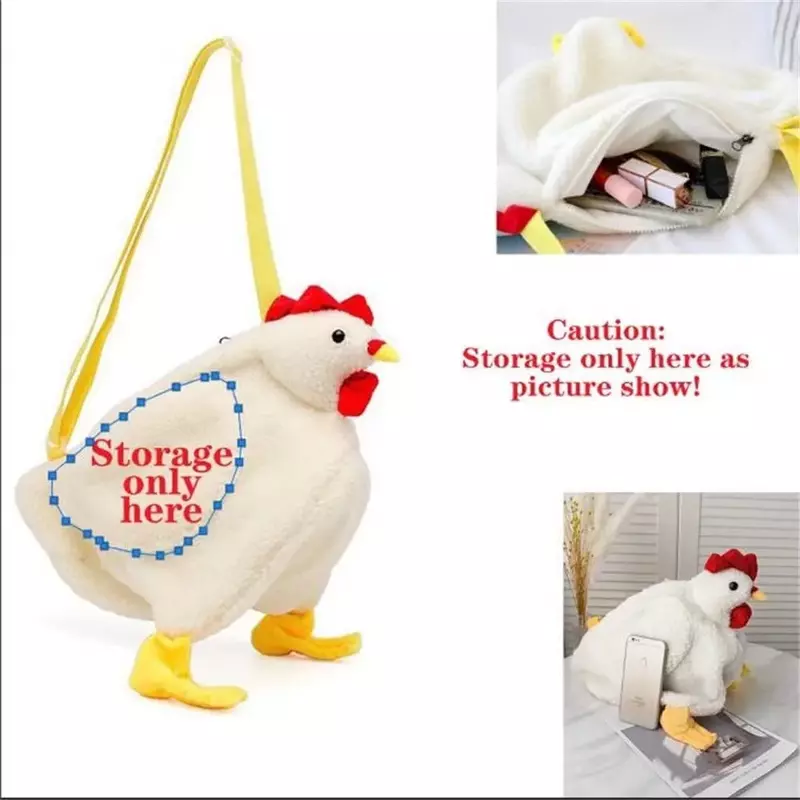 Toddler Newborn Cute Plush Crossbody Purse Cartoon Chicken Shoulder Bag Party Work Travel Satchel For Women Girls Streetwear