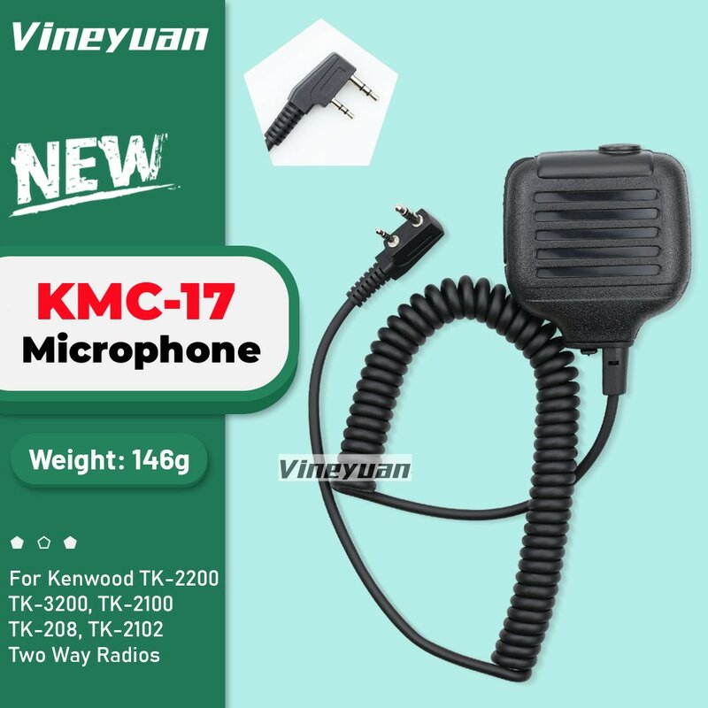 KMC-17 Speaker Microphone untuk Kenwood TK-2200, TK-3200, TK-2100, TK-208, TK-2102, TK-220, TK-240 atau Puxing Wouxun Dua Cara Radio