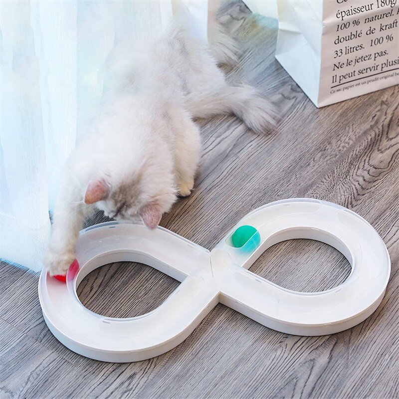Creative Cat Toy Ball Number 8 Shape Intelligence Play Disc Tracks Turntable Interactive Tunnel Funny Kitten Stick Pet Supplies