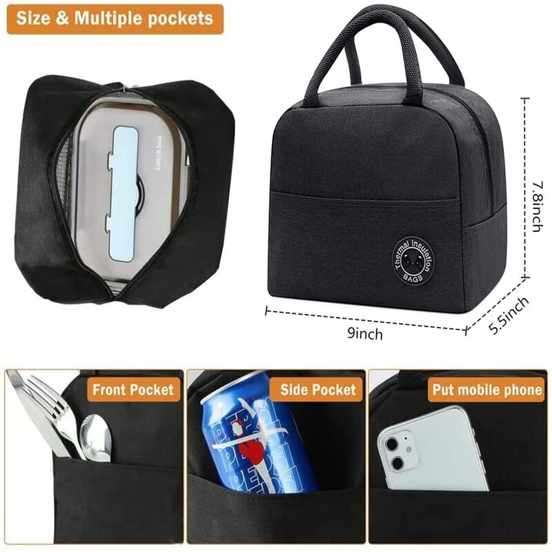 Tragbare Lunch-Tasche Unisex wärme isolierte Kinder Essen Lunchbox Handtasche Picknick für die Arbeit Kühler Aufbewahrung taschen weiße Buchstaben Serie