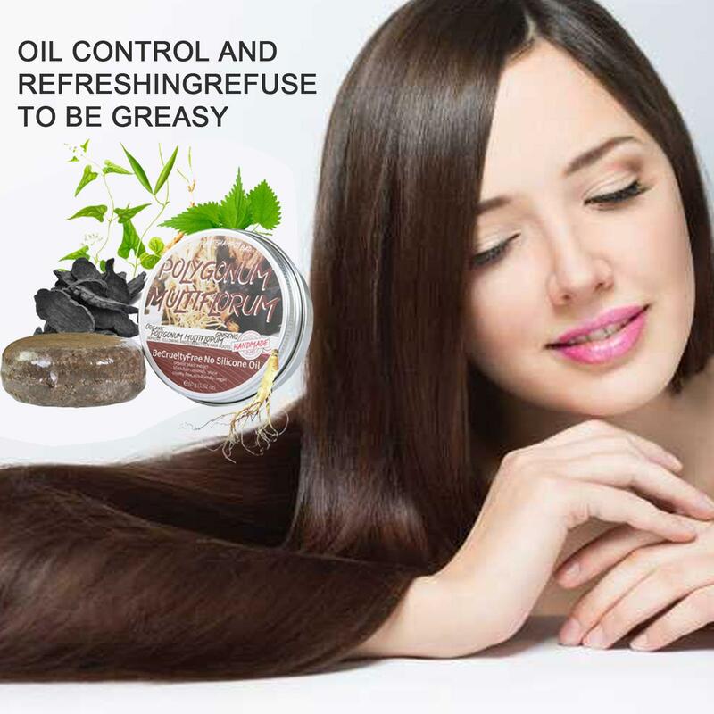 60G He Shou Wu Hira Darkening Shampoo Bar Hair Care Shampoos Bar Natural Organic Handmade Soap Effective Gray Hair Reverse