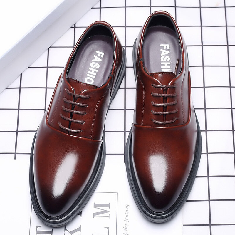 Sapato formal de couro genuíno masculino, Oxford Brown, Escritório, Elegante, Clássico, Marca Designer, Vestido