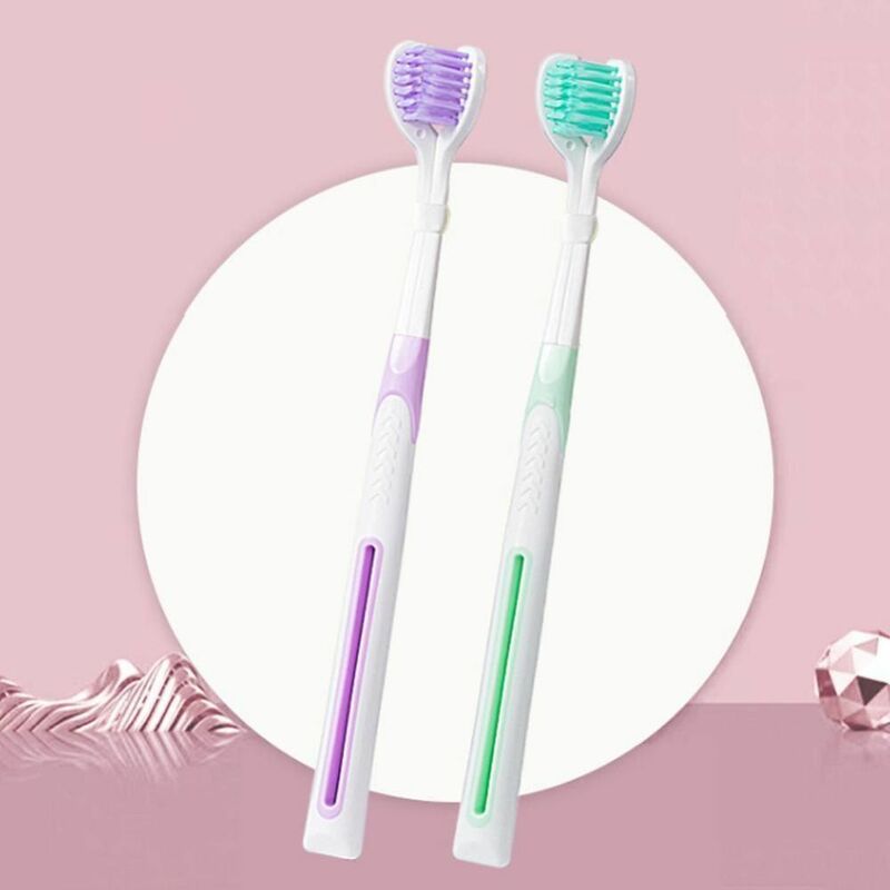 Oral Care-3-Sided Toothbrush, tártaro Dentes Care, removedor de manchas, Viagem Toothbrush, Multi-direcional limpeza, confortável