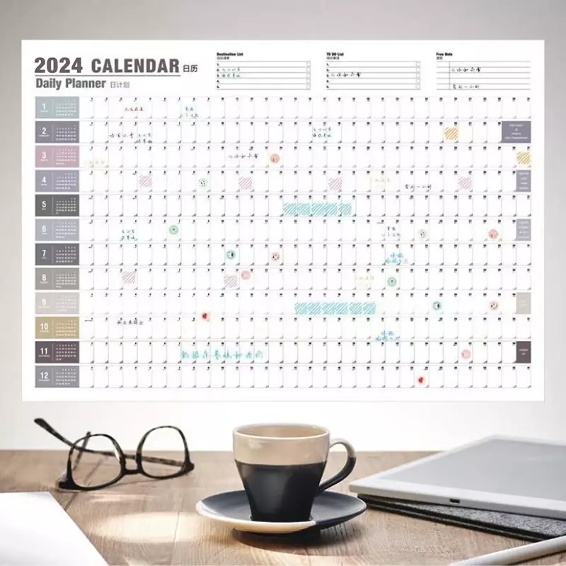 Kawaii Calendar Planner Sheet, Agenda diária, Calendário de parede, Programação diária, Agenda Organizer, Home Material de escritório, 2022