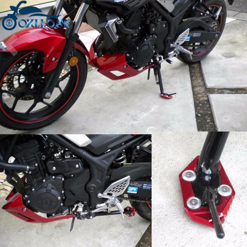Akcesoria motocyklowe YZF-R3 stojak boczny R25 powiększyć wysunięcie podpórki do płyty dla Yamaha YZF R25 R3 MT-03 MT03 ABS NIKEN GT