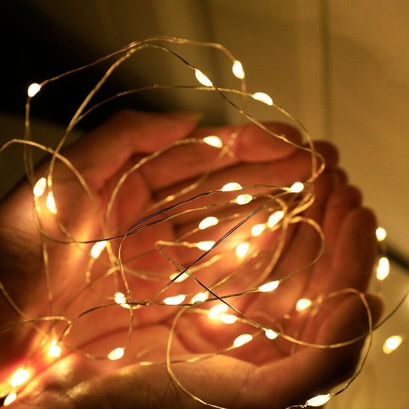 Tali lampu LED kawat tembaga 30M 10M 5M 2M, lampu tali LED USB/bertenaga baterai, lampu peri karangan bunga untuk dekorasi pesta pernikahan liburan Natal